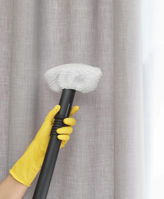 Removing Dust From Curtains — Professional Carpet Cleaners in Gold Coast, QLD